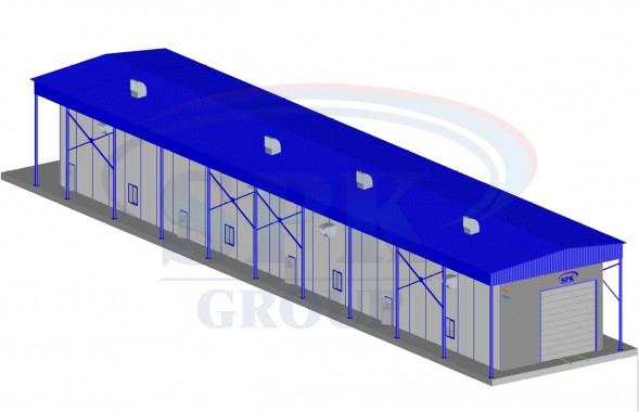Проходная моечно-дождевальная камера в составе комплекса подготовки и окраски электровозов SPK-28.6.6 Проходная моечно-дождевальная камера в составе комплекса подготовки и окраски электровозов SPK GROUP
