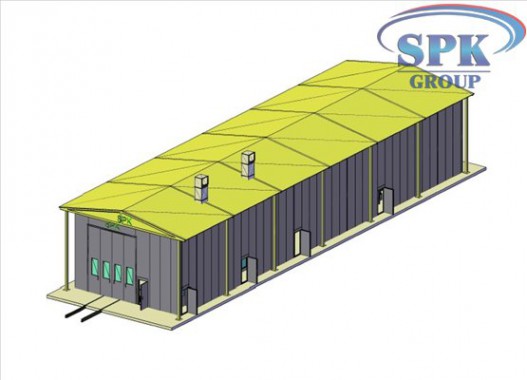 Дробеструйная камера, совмещенная с окрасочно-сушильной уличного исполнения SPK-42.5.5 Дробеструйная камера, совмещенная с окрасочно-сушильной уличного исполнения SPK GROUP