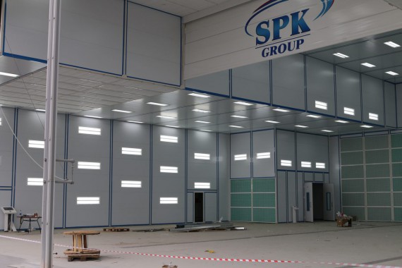 Покрасочно-сушильная камера для самолетов Airbus в Авиационно-техническом центре Покрасочно-сушильная камера SPK GROUP для самолетов Airbus в Авиационно-техническом центре