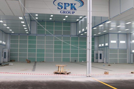 Покрасочно-сушильная камера для самолетов Airbus в Авиационно-техническом центре Покрасочно-сушильная камера SPK GROUP для самолетов Airbus в Авиационно-техническом центре
