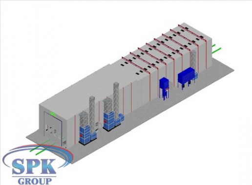 Дробеструйная камера, совмещенная с окрасочно-сушильной уличного исполнения SPK-42.5.5 Дробеструйная камера, совмещенная с окрасочно-сушильной уличного исполнения SPK GROUP