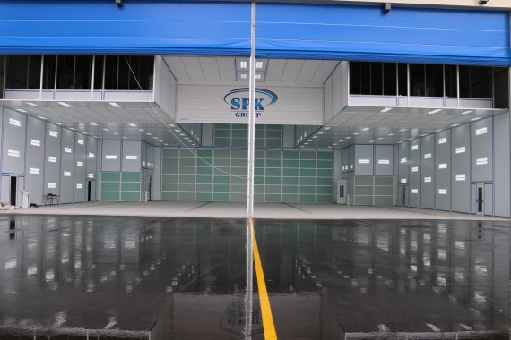 Покрасочно-сушильная камера для самолетов Airbus в Авиационно-техническом центре Покрасочно-сушильная камера SPK GROUP для самолетов Airbus в Авиационно-техническом центре