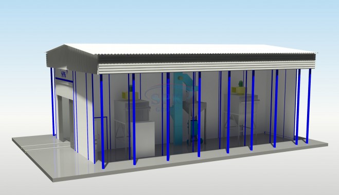 Дробеструйная камера уличного исполнения тупикового типа SPK-14.5.4 Дробеструйная камера уличного исполнения тупикового типа SPK GROUP