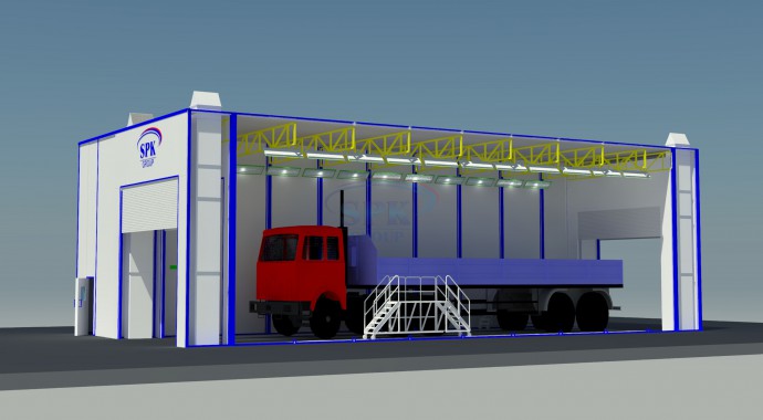 Дробеструйная камера уличного исполнения проходного типа SPK 20.11.7 Дробеструйная камера уличного исполнения проходного типа SPK GROUP