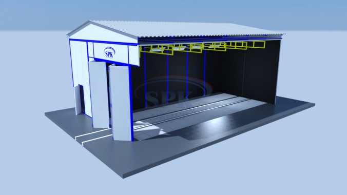 Тупиковая уличная абразивоструйная камера для металлоконструкций SPK-12.6.5 Тупиковая уличная абразивоструйная камера для металлоконструкций SPK GROUP