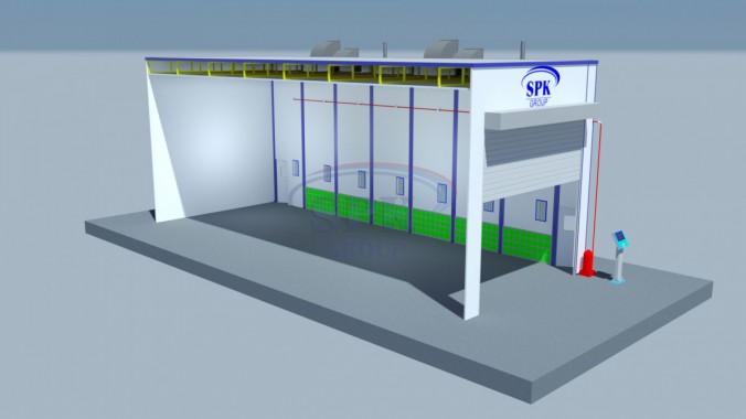 Покрасочная камера для экскаваторов SPK-16.6.6 Решение окраски SPK GROUP для экскаваторов