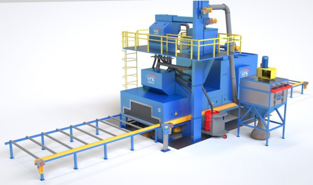 Дробемётная установка проходного типа с рольгангом для очистки металлопроката SPK D 20.6.11-R Дробемётная установка проходного типа с рольгангом для очистки металлопроката SPK GROUP