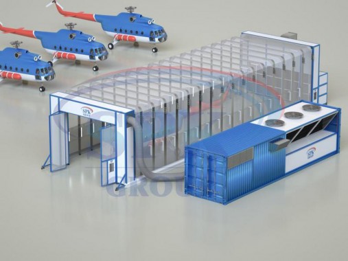 Телескопическая покрасочная камера для вертолетов SPK - 25.8.6 Телескопическая покрасочная камера для вертолетов SPK GROUP