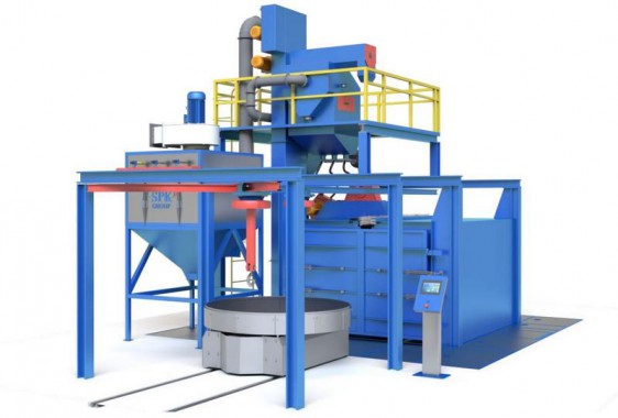 Дробемётная установка тупикового типа с подвесной системой и поворотным столом SPK D P+S Дробемётная установка тупикового типа с подвесной системой и поворотным столом SPK GROUP