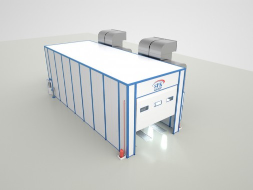 Окрасочно-сушильная камера проходного типа SPK-16.6.6 Покрасочная камера SPK GROUP для грузовых машин проходного типа