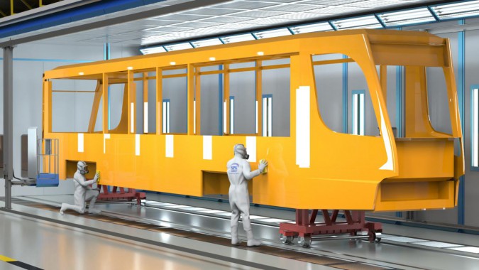 Проходная камера окраски и сушки для трамваев SPK-P 20.7.5 Решение для окраски трамваев от SPK GROUP