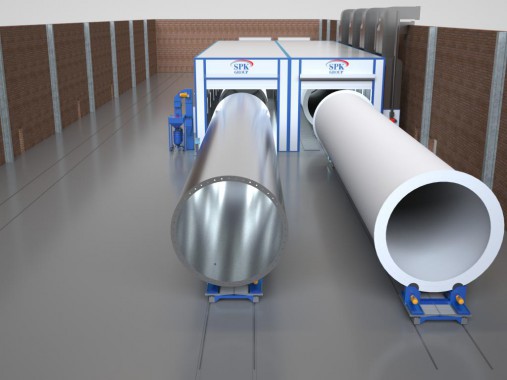 Комплекс для подготовки и окраски поверхности секций башен ветрогенераторов SPK-Р 31.14.6 Комплекс для подготовки и окраски поверхности секций башен ветрогенераторов SPK GROUP