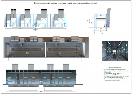 Проходная окрасочно-сушильная камера для 2-х вагонов SPK-32.6.7 Камера окраски SPK GROUP для железнодорожных вагонов