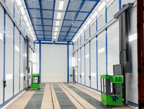 Проходная камера для окраски и сушки кузовов электровозов SPK-P 22.6.7 Покрасочная камера SPK GROUP для жд кузовов