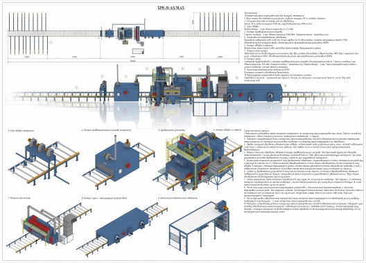 Автоматизированная линия дробеметной очистки и консервации металлопроката для судостроения SPK –D K 45.10.45-R Автоматизированная линия дробеметной очистки и консервации металлопроката для судостроения SPK GROUP