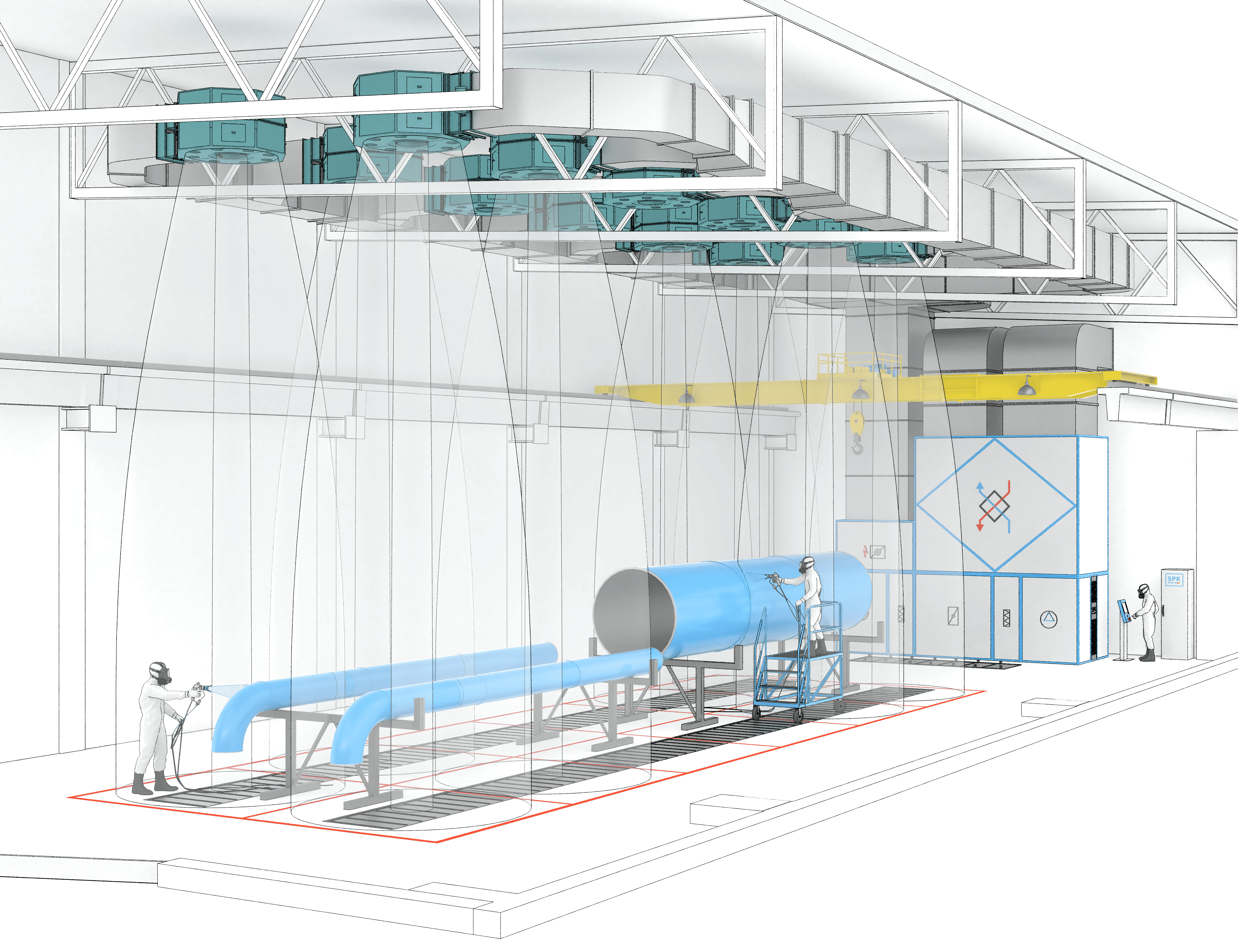 зона открытой окраски для труб