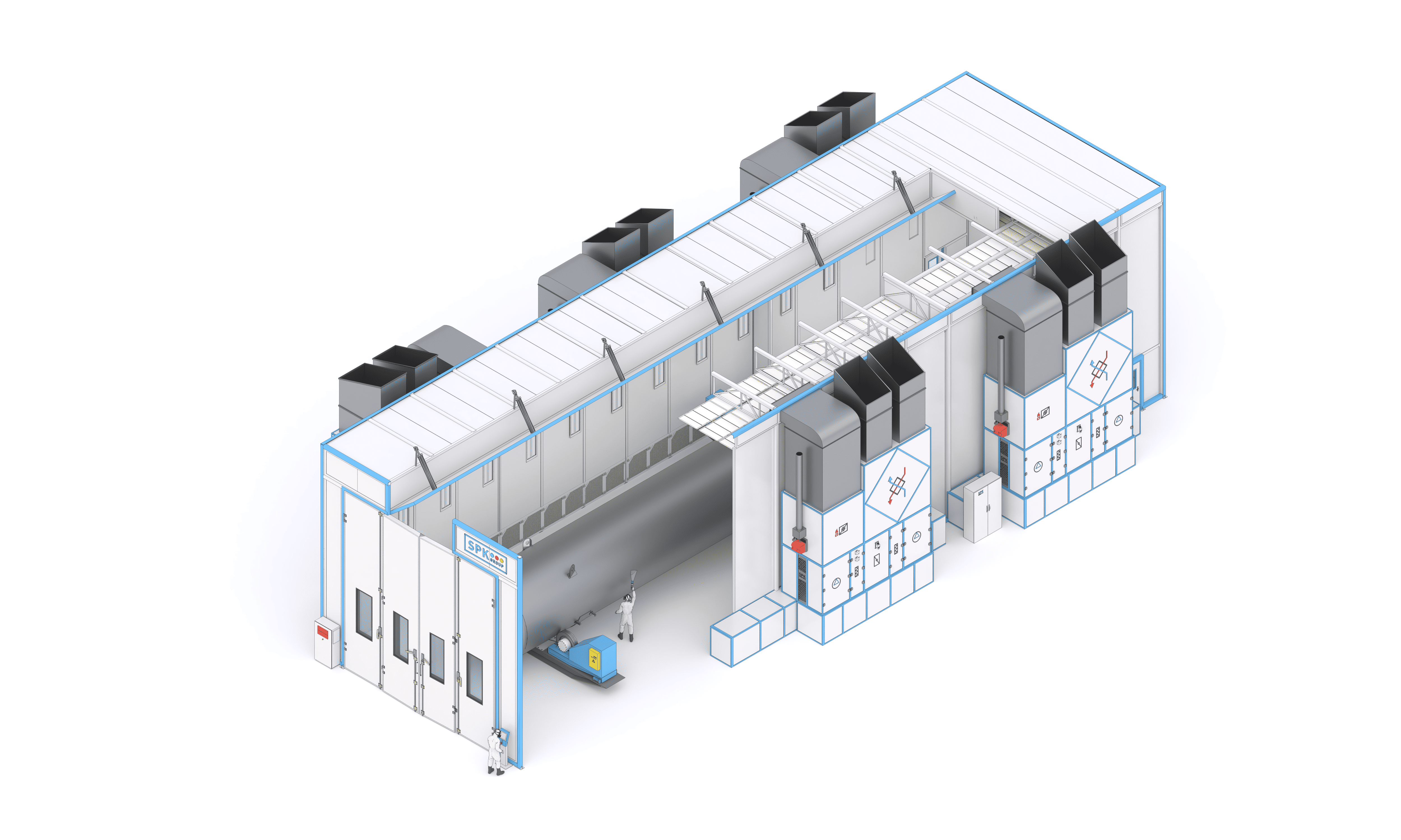 окрасочная камера с разрезной крышей